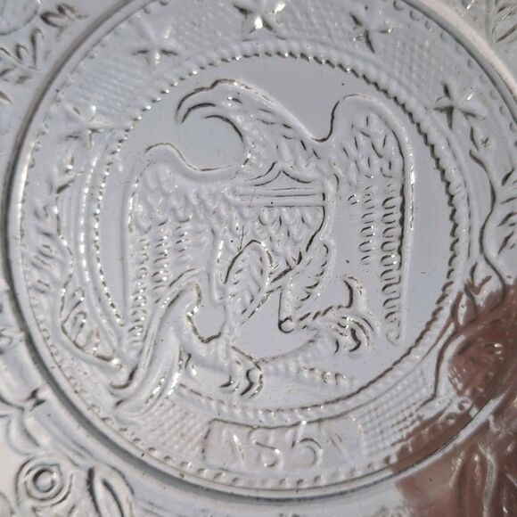 Westmoreland Pressed Glass American Eagle 1831 Patriotic 5 Star 3-5/8" Cup Plate - Picture 3 of 3